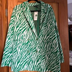 Triple Threads Boutique Green Zebra Print Blazer